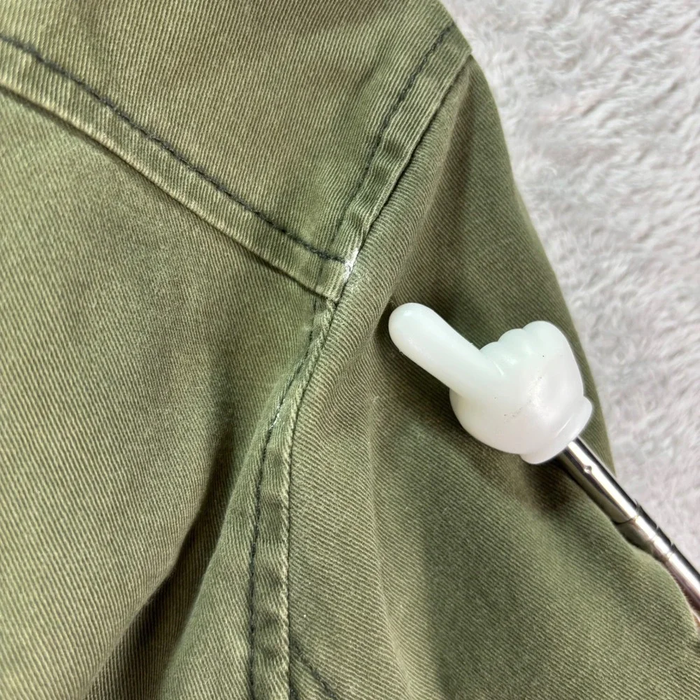 Hollister Women L Utility Jacket Green Moto Stitch Drawstring Waist‎ Casual Coat